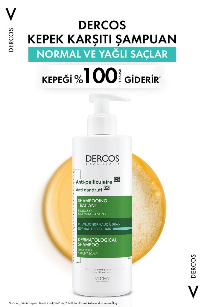 Vichy Dercos Anti-Pelliculaire Anti-Dandruff Kepek Karşıtı Şampuan 390 ml - Normal ve Yağlı Saçlar